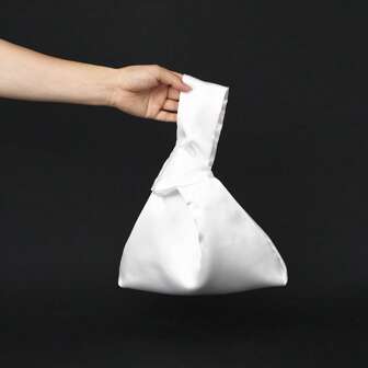 时尚缎面抽绳腕带包，简约女士手拿包