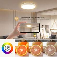 Aigostar LED-Deckenlampe, 24 W, Ø 289 mm, LED-Deckenleuchte, 2700 lm, kaltweißes Licht 6500 K, für Wohnzimmer, Schlafzimmer, Küche, Flur, Balkon - Gelb - Übersicht 3