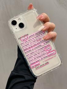 Étui de téléphone antichoc à couverture intégrale en TPU avec motif personnalisé, paragraphe anglais et slogan rose, compatible avec les séries iPhone 16, 15, 14, 13, 12, 11 Pro Max et les séries Samsung