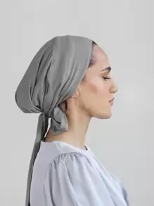 1 件女式纯色头巾头带，带弹性拉绳，透气舒适弹力吸汗带多功能运动头巾适合日常佩戴、瑜伽、健身和时尚造型 - 深灰色 - 查看 2