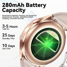 LinsonK 1 件装男女智能手表带耳塞蓝牙通话 1.39 英寸高清屏幕二合一户外智能手表 IP67 防水健身追踪器带睡眠监测计步器适用于 iOS Android - 金色 - 查看 9