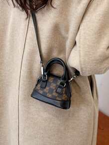 1pc Retro Stylish Mini Shell Handbag, Cute & Compact Lipstick Purse Shoulder/Crossbody Bag For Women, Suitable For Summer - Black - View 1