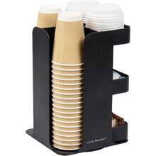 Mind Reader Lid Carousel, Countertop Org Coffee Bar, Beverage Cup Holder, Plastic, L X 7.75" W X 11.5" H, 7.75 X 12 X 7.75, Black - 黑色塑膠 - 查看 1
