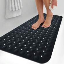 1pc Bath Mat - Lux Decor Non-Slip Durable PVC Tub Mat With Suction Cups And Drainage Holes - 40x16 Inches- For Shower And Bathtub Comfort, Roll-Up Storage, Home Decor, Back To School, Graduation Gifts-, Spring Cleaning Upgrade, Valentine's Day Spa Feel, Safety First, Quick Dry Surface, Mold Resistant, Easy Clean, Comfortable Standing, Shower Essential, Bathtub Safety, Bathroom Upgrade, Daily Use Mat, Home Basic, Family Use, Everyday Living - 黑色 - 查看 10