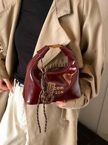 2025 Primavera/Verão Nova Bolsa Retro Vinho Tinto Crossbody, Bolsa de Ombro, Bolsa de Negócios Feminina Casual Moda Diária Bolsa de Viagem, Adequada para Trabalho, Compras, Namoro, Viagem, Com Decoração