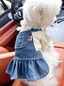 1 stuk huisdierenjurk, modieuze en schattige puppy-/kittenoutfit, comfortabel hartvormig ontwerp, geschikt voor kleine honden