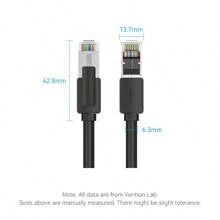 VENTION Cat.8 SFTP Ethernet Patchkabel 40Gbps RJ45 Anschluss Netzwerkkabel, 40Gbps Gaming Ethernet Kabel, PVC, schwarzes Kabel für Desktopcomputer, Laptops, Netzwerk Set-Top-Boxen, Router