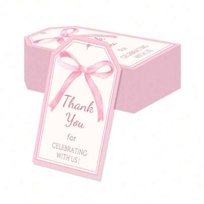 10/20/50pcs Pink Butterfly Thank You Tags , Birthday Party Anniversary Celebration Thank You Tags ,Gift Packaging Decoration ,Wedding Party Invitation Card