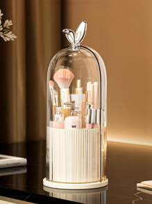 Covered Rotatable Slouchy Susan Makeup Tool Storage Box - 360° Rotating Dust-Proof Cosmetics Stand, Multi-Functional Desktop Organizer Pencil Holder, Dormitory Vanity Bathroom Office Home Decor Display Stand,For Holiday Beach, Bathroom Collection, Bedroom Collection, Large Capacity - Multicolor - View 4