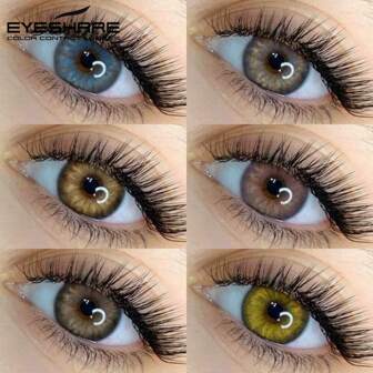 1 副自然彩色隐形眼镜，棕色/灰色镜片，年度使用美妆彩色软镜片灰色美瞳，14.0 毫米