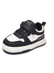 1 双时尚休闲婴儿车鞋，幼儿女童运动鞋，适合婴儿和幼儿春秋季户外穿着，轻便防滑男童白色婴儿车鞋 - 黑色 - 查看 6