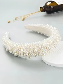 1pc Handmade Baroque Sponge Pearl Hairband, Luxury Fashion Headband, Suitable For Formal Events