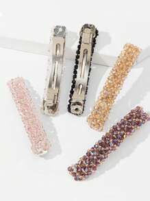4/5 pezzi Fermagli per capelli da donna con strass, colore unito, semplici per la frangia, dolci e carini, versatili, adatti per outfit da spiaggia e viaggio, uso quotidiano, scuola