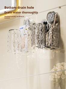 1 pieza Soporte para cepillo de dientes y vaso con ventosa, caja de almacenamiento integrada para cepillo de dientes y vaso, diseño montado en la pared sin perforación, solución ahorradora de espacio para almacenamiento y organización de baño, aseo y ducha, decoración de baño para el hogar, decoración de otoño, regreso a clases