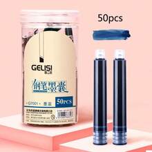 50 Uds. Pluma estilográfica Universal negra y azul, tinta de gran capacidad para practicar caligrafía, bolsa borrable para escritura de estudiantes, papelería de oficina B8LL - Negro - Ver 5