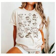 Vintage 90s Tattoo Cat Tshirt, Retro Kitten Nature Shirt, Cat Lovers Gift, Cats In Space Unisex Relaxed Adult Graphic Tee, Funny Gifts - White - View 1