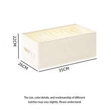 1pc 7-Grid Foldable Storage Box, Linen Material, Drawer Style, For Jeans, Clothes, Undergarment, Knitwear Organization
