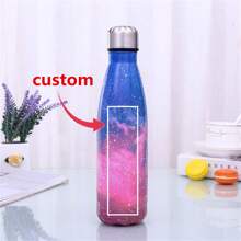 1 件定制个性化文字不锈钢双层真空隔热玻璃杯 500 毫升/17 盎司，高品质户外运动水壶，适合男士和女士，带星星图案