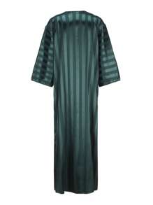 男士刺绣阿拉伯青年长袍，休闲宽松绿色长袍