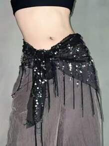 1 件女士舞蹈腰链臀巾，爵士舞肚皮舞表演腰巾，亮片流苏三角巾腰链腰裙，腰部装饰带，适合爵士舞和肚皮舞表演臀巾，亮片流苏三角装饰带夏季，学校秋季，秋季，万圣节 - 彩色 - 查看 5