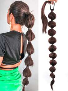 Braided Dark Brown 30 Inch Extra Long Synthetic Fiber Ponytail For Women