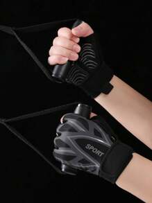 Cycling Gloves Open Fingers Multi-Purpose Outdoor Sports Half Finger Gloves Fitness Weightlifting Barbell Non-Slip Palm Protection - Black - View 6