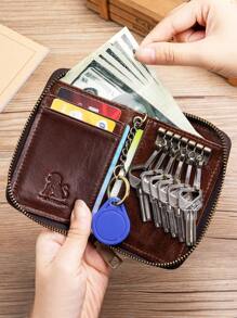 Top Grain Leather Keychain, Waist-Hung Access Card & Anti-Theft Real Leather Key Holder, 2-In-1 Coin Purse, Multi-Card Slots Short Wallet, Suitable As Gifts For Valentine's Day, Father's Day, Teachers' Day, Back To School, Graduation, And Christmas