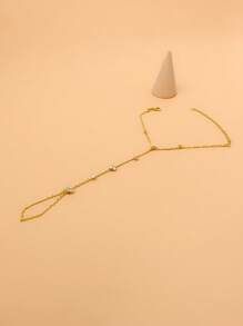 Bohemian Crystal Finger Ring Bracelet Hand Chain Harness Rhinestone Gold Hand Jewelry For Women Dainty Accessory