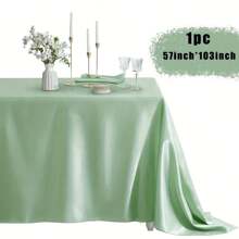 1 pezzo Tovaglia rettangolare in raso, tovaglia in tessuto liscio adatta per matrimoni, feste, decorazione tavolo compleanno, dimensioni approssimative 145 X 265cm, multicolore