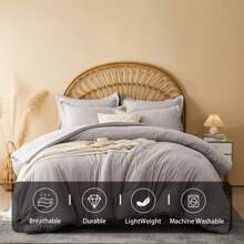 2/3-Pcs Comforter Sets Of King, Cationic Dyeing Technology, Soft, Comfortable And Breathable Bedding Sets For Your Home Decor, Room Decor, And Perfect Gift, [1 Comforter & 1/2 PillowShams]. - KhakiGrey-77 - Xem 2