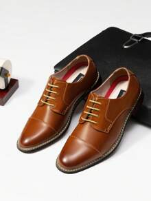 Mens Oxfords Shoes Men's Lace-Ups Formal Dress Shoes For Men In Smart Cacual Shoes For Walking - Brown - View 4