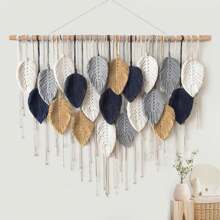 1pc Large Macrame Wall Hanging, Boho Style Wood Bead Tassel Woven Wall Decor, Handmade Woven Wall Tapestry For Background, Headboard, Room Decor - Multicolor - View 16