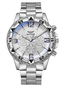 Blue Light Glass Men's Business Watch, Steel Band Quartz Watch With Multi-Function Digital Scale Chronograph, Suitable As Gift For Anniversary, Year-End Promotion, Singles' Day, Halloween Promotion, No Gift Box