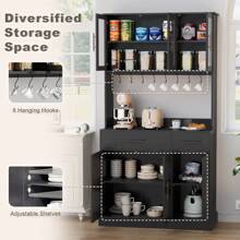71" H Tall Kitchen Storage Cabinet With Doors, Shelves, Drawer - Black - View 4