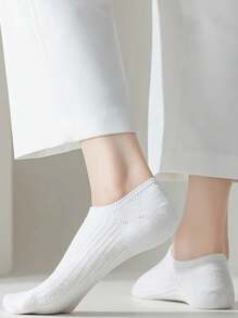 1/5 Pairs Women Striped Ankle Socks, Thin Breathable Solid Color Boat Socks, Minimalist Design Suitable For Daily Wear, Spring/Summer - Multicolor - View 11