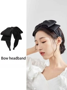 1pc Elegant Starry Sky Vintage Style Big Bow Hairband, Black Velvet & Satin