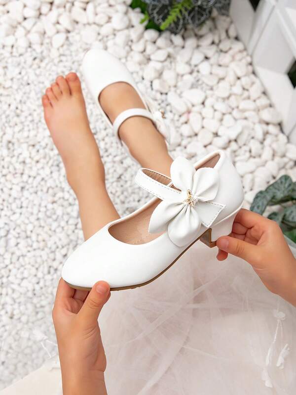Nouvelles chaussures à talons hauts pour filles pour soirée, chaussures de princesse pour enfants avec talon épais et nœud papillon