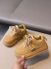 1 Pair Kids Lightweight & Non-Slip Casual Fashionable Breathable Hook-And-Loop Sports Shoes, Suitable For Spring And Autumn