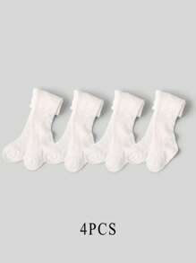 4pcs Children White Mesh Breathable Stockings, Simple And Versatile, Suitable For Daily Matching - Multicolor - View 1