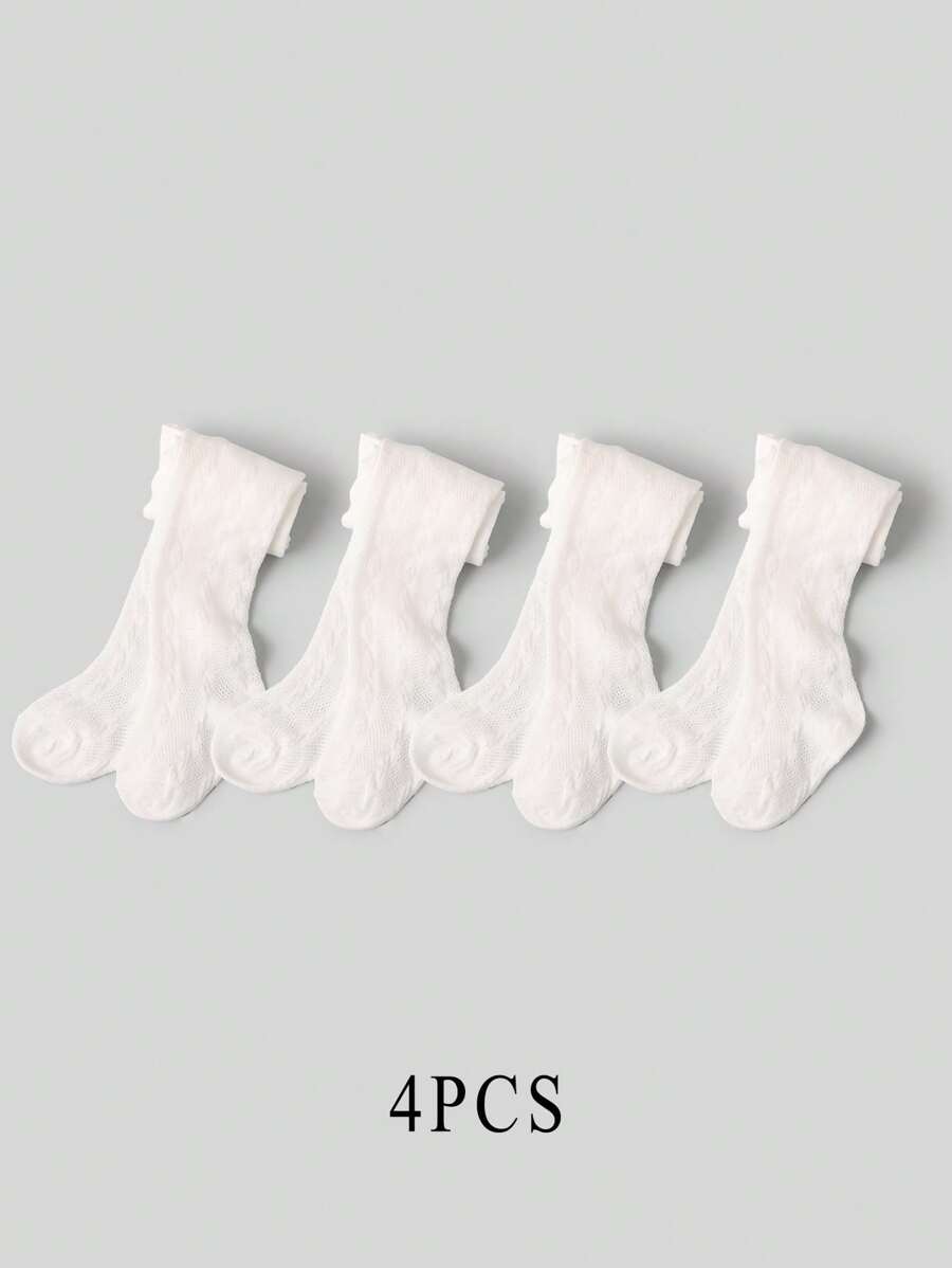 4pcs Children White Mesh Breathable Stockings, Simple And Versatile, Suitable For Daily Matching - Multicolor - View 1