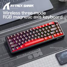 FREEWOLF ATTACK SHARK X65PRO HE Rapid Trigger-toetsenbord, magnetisch toetsenbord, 0,01 mm RT-nauwkeurigheid gamingtoetsenbord met C01PRO-spiraalkabel, magnetische schakelaar, tri-mode, 0,125 ms latentie, 8K pollingsnelheid, voor gamers