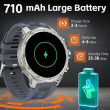 CyberDyer Relógio inteligente (atender/fazer chamada) Relógio inteligente robusto HD de 1,85" com lanterna LED Bateria de 710 mAh Mais de 100 modos esportivos Rastreador de condicionamento físico Monitor de frequência cardíaca e sono Smartwatch para iOS Android para mulheres e homens