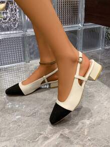 Women's Square-Toe Round-Toe Buckled Thick Heel Sandals, Fashionable Casual Versatile For Party Outdoor Wear, 2025 Spring & Summer New - Beige - View 1