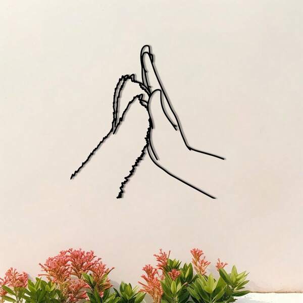 1 pieza Decoración de pared de metal con 'high five' entre perro y humano, decoración de pared de perro, decoración de pared de metal, diseño minimalista para habitación y sala de estar, regalo para amantes de los perros, decoración única para la habitación, decoración de jardín, decoración de boda, decoración del hogar