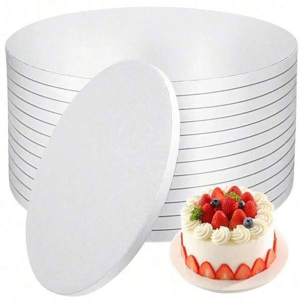 1pc White 8/10/12 Inch Round Cake Boards, Thick Cardboard, Sturdy Cake Bases, Ideal For Baking DIY Cakes And Pastries, Home Kitchen Baking Supplies, Suitable For Holidays, Valentine's Day, Christmas