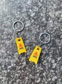 1 件趣味“小心地板湿滑”塑料可折叠钥匙扣汽车配件包魅力学校可爱哥特 Y2K - 小心地滑 - 查看 3