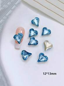 30 颗 K9 歪斜心形水钻美甲宝石，多种尺寸，闪亮心形和极光色美甲装饰，粉色、白色和极光色，美甲用品，美甲饰品 - 淺藍色 - 查看 11