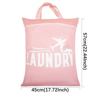 1Pc Laundry Bag For Traveling With Handles & Zipper Pockets Hanging Laundry Hamper Heavy Duty Collapsible Washable For Dirty Clothes College Dorm Gym Beach Pool Swimsuit