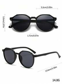 1pc Round Frame Summer Beach Unisex Fashion Fashion Glasses - Black - View 4
