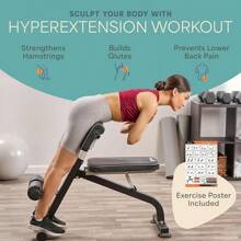 Banco de hiperextensión tipo silla romana - Máquina ajustable de extensión de espalda para glúteos, isquiotibiales y zona lumbar - Equipo de ejercicio plegable y multifuncional para el gimnasio en casa - De múltiples fines - Ver 2